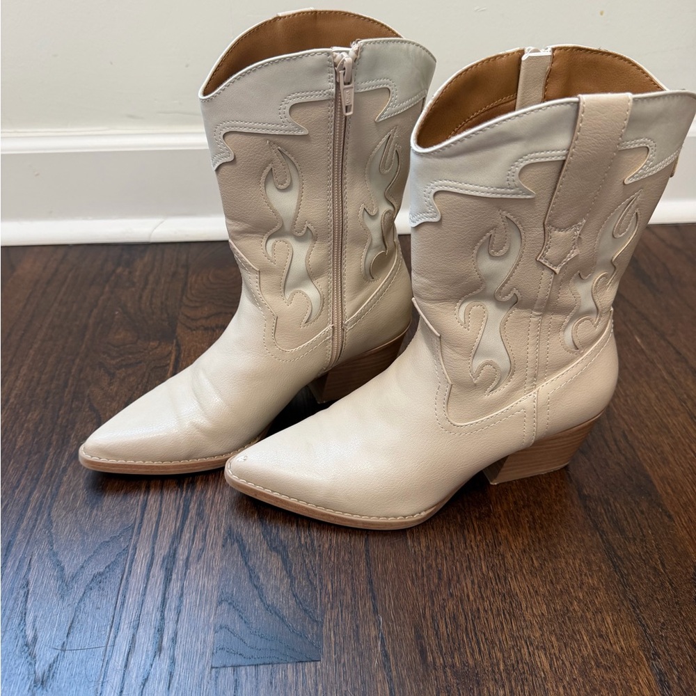 Target Cream Heeled Western Boots
